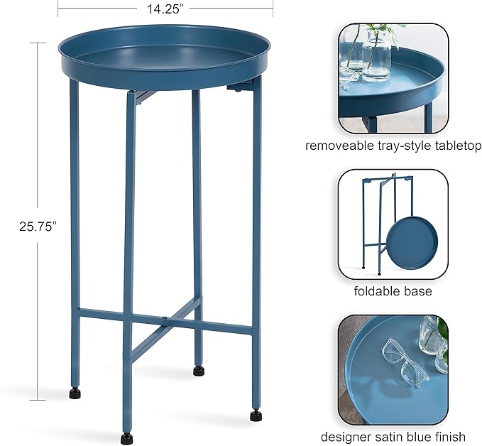 Kate and Laurel Celia Round Foldable Tray Accent Table