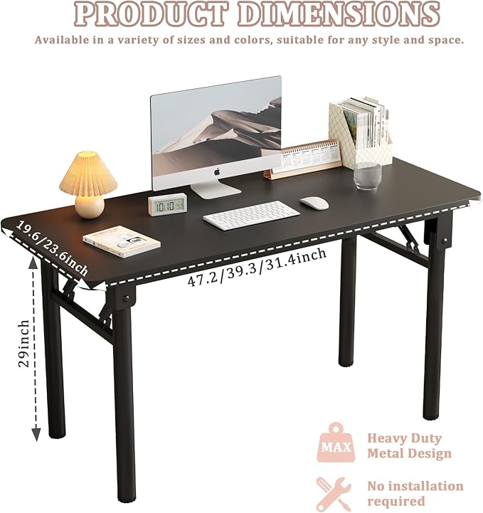 Computer Desk Study Table No Assembly Required,Writing Computer Space Saving Folding Table for Home Office
