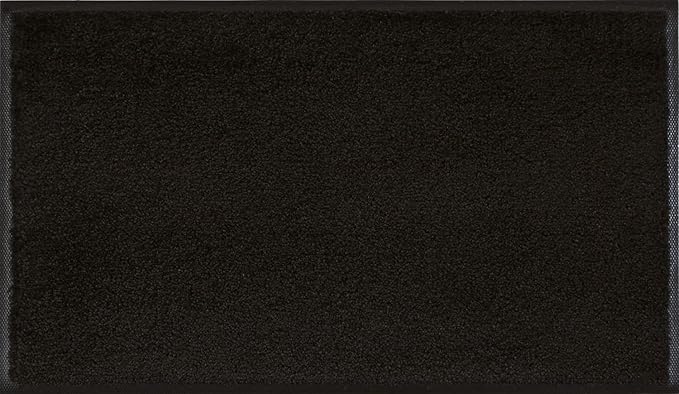 Wash and Dry Monotone Rug, Raven Black Non-Slip Washable Doormat 29.5x47 in (Large)