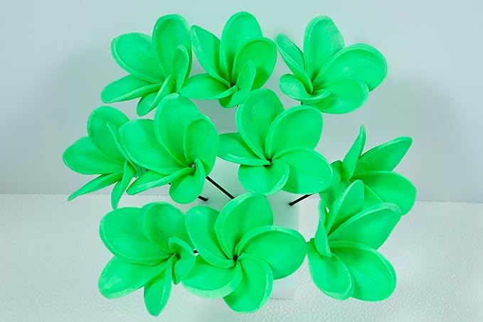 Birthday Gifts for Women 10pcs Christmas Green Flowers PU Real Touch Flowers Hawaiian Plumeria Frangipani Artificial Flowers for DIY Birthday Gifts Wedding Gifts Home Decor Table Centerpiece