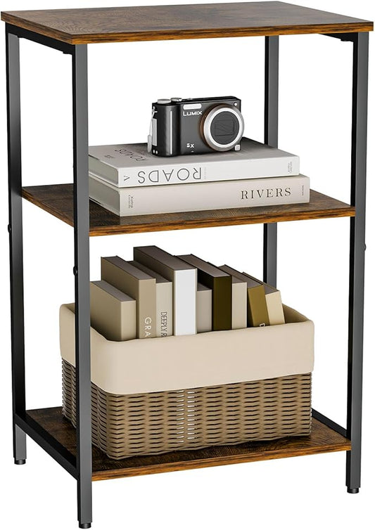 X-cosrack Side Table, Small End Table Record Player Stand with Storage, Vinyl Record Storage Night Stand for Living Room, Bedroom,Office(Patent Pending)(Rustic Brown and Classic Black)