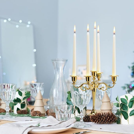 20 Ivory 10 Inch Unscented Smokeless Taper Candles with Cotton Wick, 7+ Hours of Long Lasting Burn, Great for Home Decor & Parties, Dinner, Beautiful Gifts!