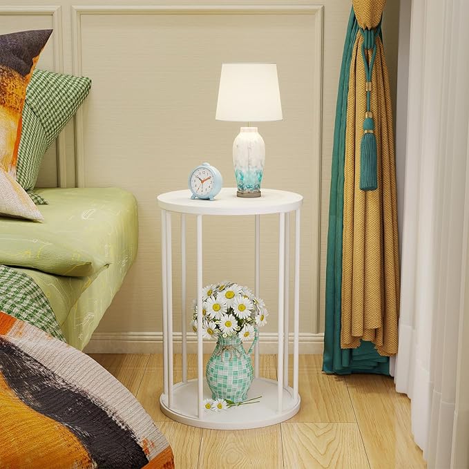 Plant Stand Indoor,small plant stool,Flower Pot Corner stand holder,Mid Century Heavy Duty Metal Tall Home Decor,Modern Round End Table,Small Rustic Display Stand for Living Room,Bedroom(White,18In)