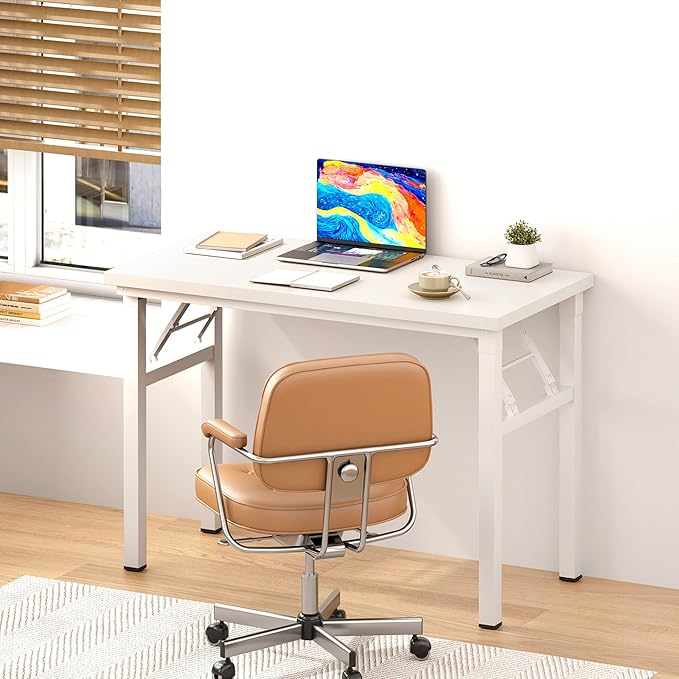 Folding Desk, 31.5 inch No Assembly Folding Desks for Small Spaces, Sturdy Foldable Computer Desk, Multi-Purpose Home Office Desks, Study Writing Desk Office Table Workstation for Home Office Outdoor