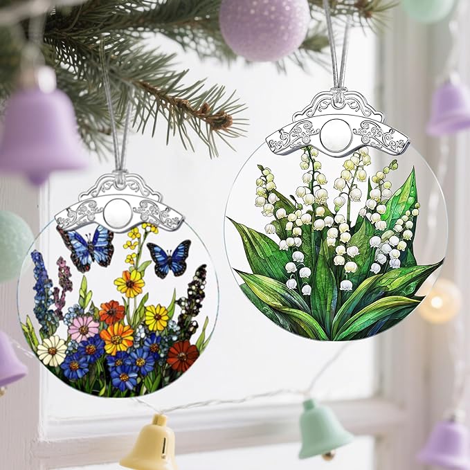 Stained Glass Lily of Valley Flower Christmas Ornament: Christmas Tree Ornaments & Decor, Holiday Decor – Holiday Presents, Gift Ideas & Gifts for Friends, Coworker, and Family