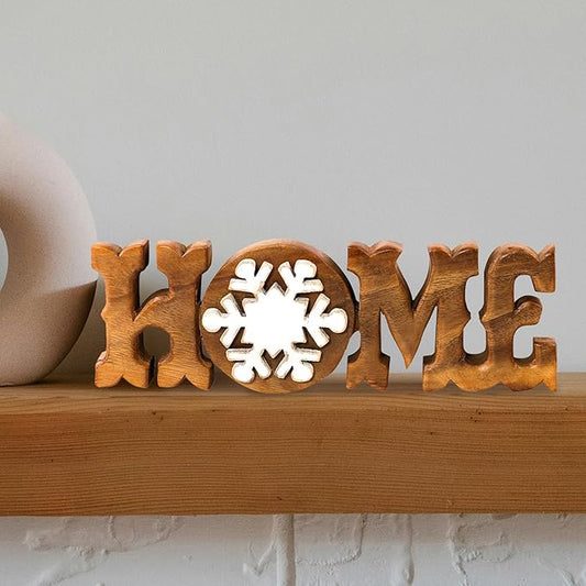 Decozen Handcrafted Solid Wood Home Letters Sculpture from Daughter, Son, Husband - Ideal for Home, Mantel, Fireplace, and Foyer Decor - Tabletop Accent