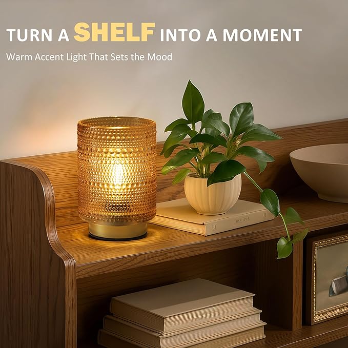Small Decorative Aesthetic Lamp with Timer for Shelf/Bedside/Coffee Table Decor,Battery Operated Cordless Table Lamps with LED Warm Bulb for Dorm/Office /Patio/Entryway/Mantle/Table Decor(Golden)