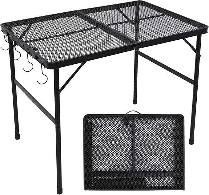 Outdoor Grill Camping Folding Table 3 Ft, Aluminium Picnic Table - Portable, Lightweight, Compact & Height Adjustable Collapsible Patio BBQ Garden Table