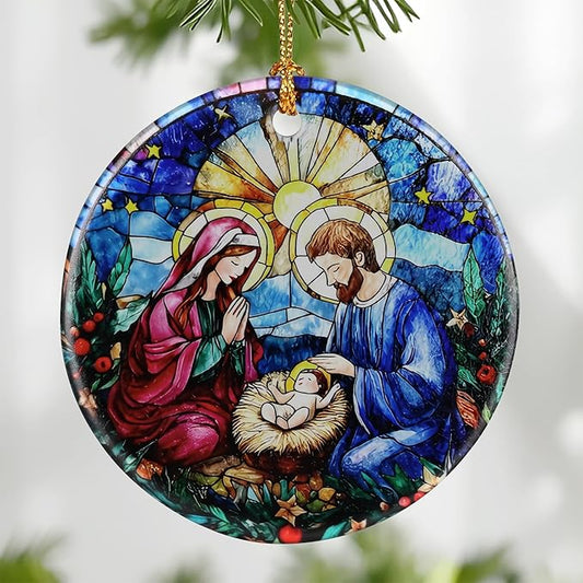 Nativity Scene Ornament: Christmas Ornaments, Religious Christmas Decorations for Tree, Catholic Ornament & Christian Holiday Decor | Religious Gifts, Christian Gifts - Design D