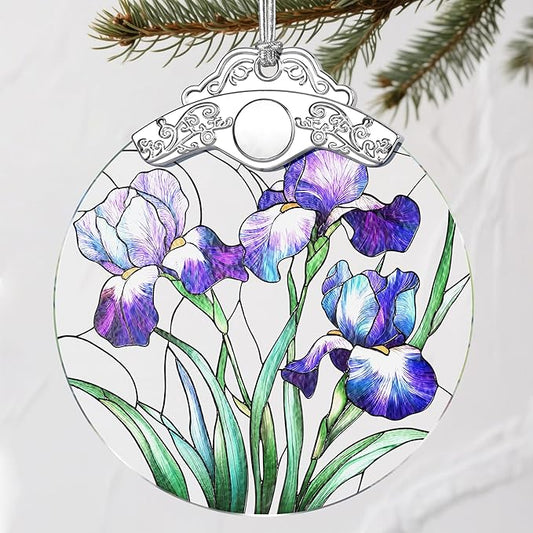 Stained Glass Iris Flowers Ornament: Christmas Decorations, Ornaments for Christmas Tree & Holiday Ornaments – Holiday Presents, Gift Exchange Ideas & Keepsake Gifts for Family, Coworkers & Friends