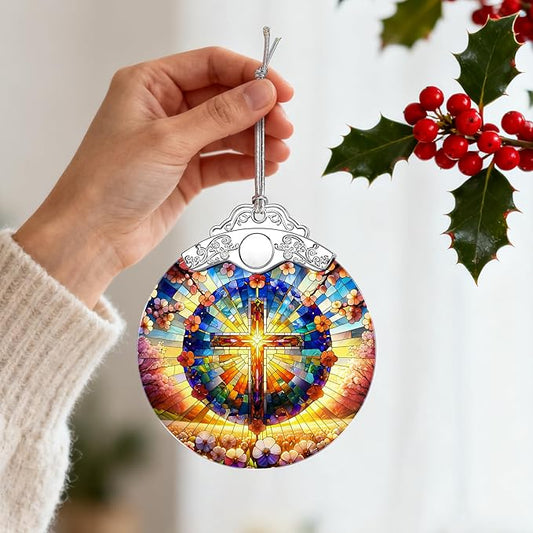 Boho Mandala Cross Ornament, Christian Christmas Ornament, Religious Christmas Decor, Christian Home Decor, Gifts for Christians, Religious Gifts, Spiritual Gift, Easter & Xmas Gift