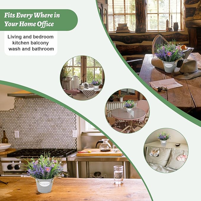 Artificial Plants Greenery Faux Lavender Flowers Purple in Pot 10" Tall Fake Potted Plant for Home Living Room Patio Coffee Table Farmhouse Aesthetic Bedroom Bathroom Decor