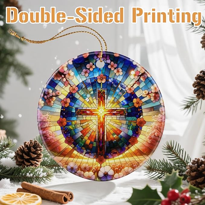 Christmas Ornaments, Christian Cross Ornament, Xmas Decor, Christmas Tree Ornaments, Xmas Decorations for Tree, Holiday Ornament, Christian Gift, Religious Gifts