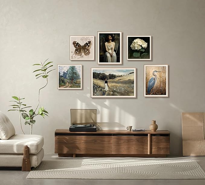 YUEYARIT Framed wall art, vintage wall decor, modern farmhouse style heron decor, canvas printed pictures, suitable for gifts, cottagecore bedroom, bathroom, living room, and office artwork.