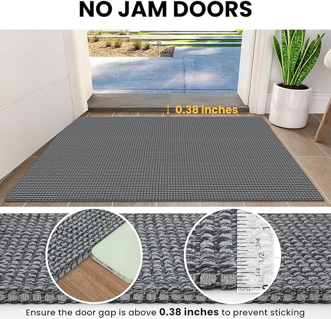 IOHOUZE Washable Runner Rug 3x10 Non Slip Rubber Backed Long Hallway Runner Entryway Runner Indoor, Kitchen Rugs Woven Cotton Floor Carpet for Hall Entrance, Dark Grey