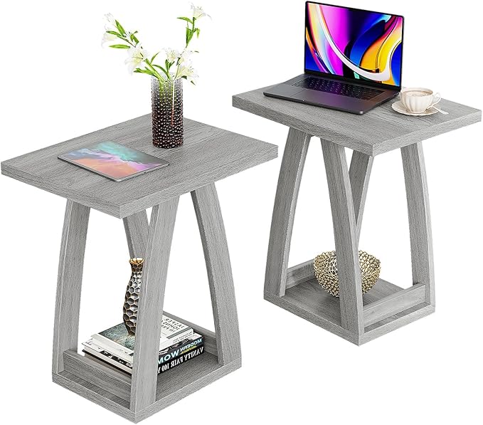 End Tables Living Room Set of 2. Side Tables Living Room. Side Table Beside Sofa. Modern End Table for Home. Grey End Tables Set of 2