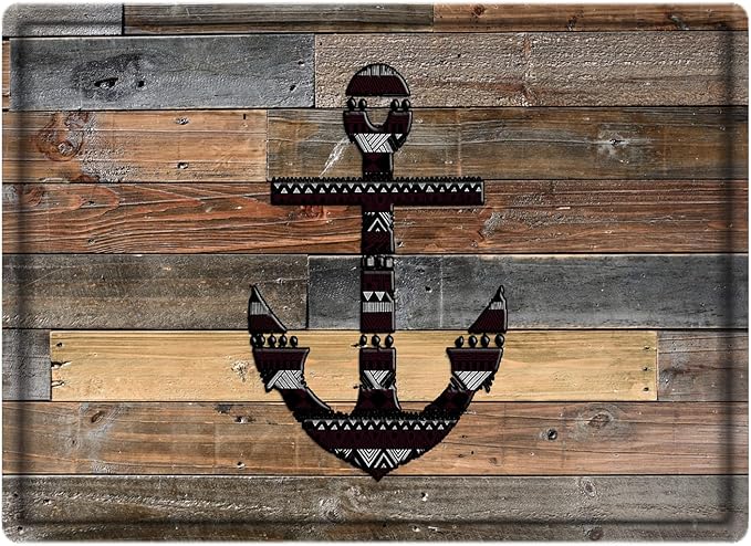 Bath Rugs Sponge Foam Absorbent Soft for Bathroom and Kitchen (30 x18 inches),Flannel Mat Non Slip Bright 3D Print for Bedside and Living Room(Old Wooden Plank Anchor)