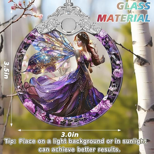 Christmas Stained Glass Fairy Ornament - Home Decor - Holiday Present Ideas - Gift Exchange - Beauteous Fairy