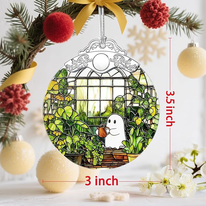 Stained Glass Ghost Christmas Ornament: Christmas Tree Ornaments & Decor, Holiday Decor – Holiday Presents, Gift Ideas & Gifts for Friends, Coworker, and Family