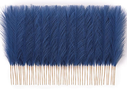 𝟱𝟬𝙥𝙘𝙨 Pampas Grass 𝟭𝟳in, Faux Pampas Grass Home Decor, Artificial Pampas Grass Fluffy Floral Flower Arrangement for Party Wedding Dinning Hall (𝗕𝗹𝘂𝗲)