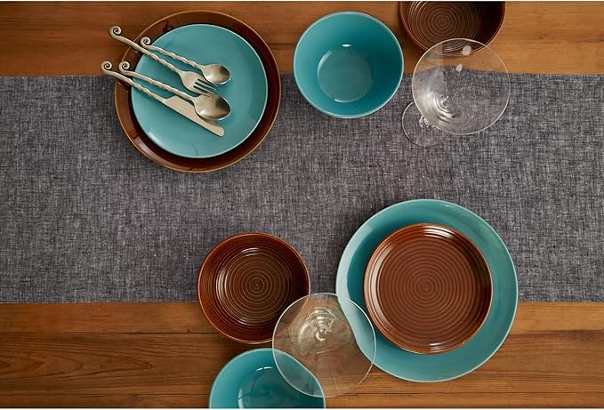 Solino Home Linen Chambray Black Table Runner 108 Inches Long - Athena, 100% Pure Linen Dining Table Runner 14 x 108 Inch for Halloween, Thanksgiving, Holiday