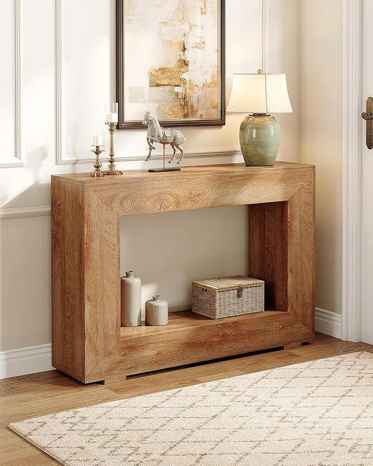 LITTLE TREE 47 Inches Console Table, Sofa Table with Storage, Modern Entryway Table for Hallway, Narrow Long Sofa Entryway Table for Living Room, Beige