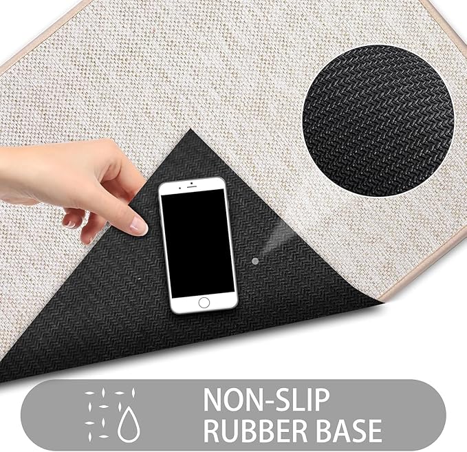 Ultra Thin Indoor Door Mat, Low-Profile Door Mats Indoor Entrance, Non-Slip Natural Rubber Backing Doormat, Washable Entryway Doormats, Fade Resistant Dirt Trapper for Kitchen, 35''x24'',Beige