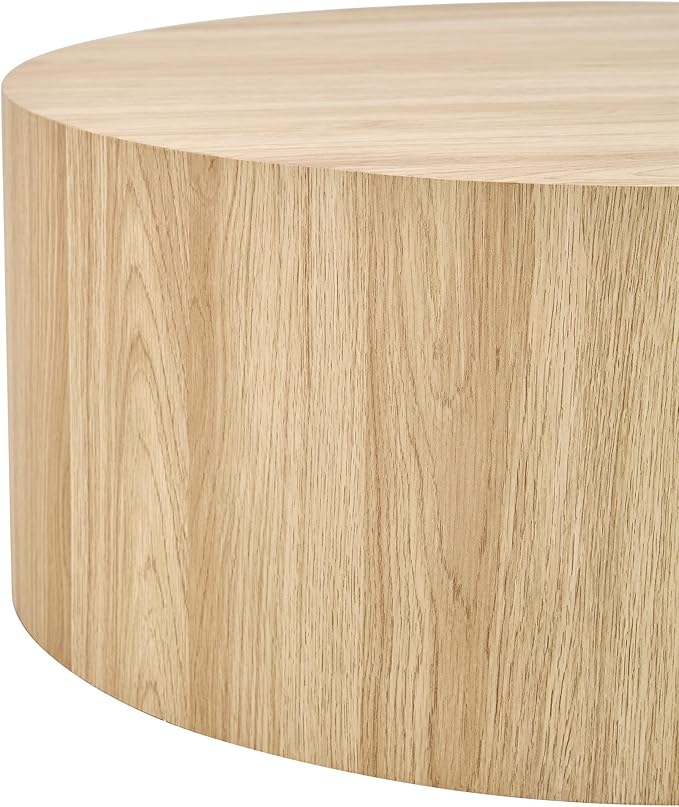 27.5" Round Wood Coffee Table, Modern Coffee Tables in Wood Finish for Living Room, Contemporary No Assembly Circle Wooden Center Cocktail Table for Bedroom, Reception Room
