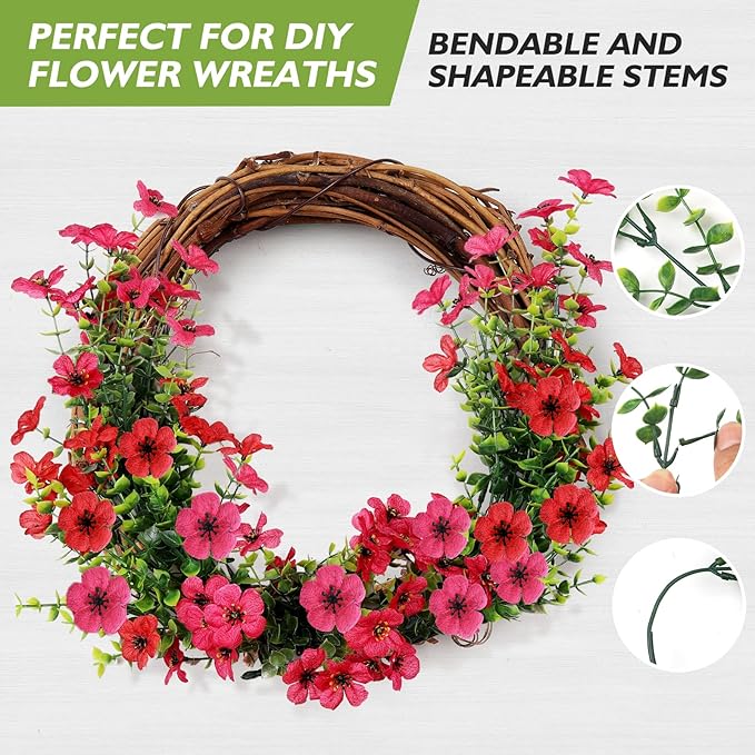 14 Bundles Artificial Flowers UV Resistant for Patio Outdoors Fake Faux Silk Plants Realistic Plastic Flowers Indoors Porch Window Home Decoration (14, Mixed Fuchsia Yellow Pink White)