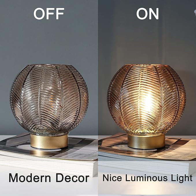 Battery Operated Lamp with Timer, Cordless Table Lamps with Bulb, Battery Powered Light, Small Lamps for Living Room Decorative Bedside for Corner Bedroom-Amber