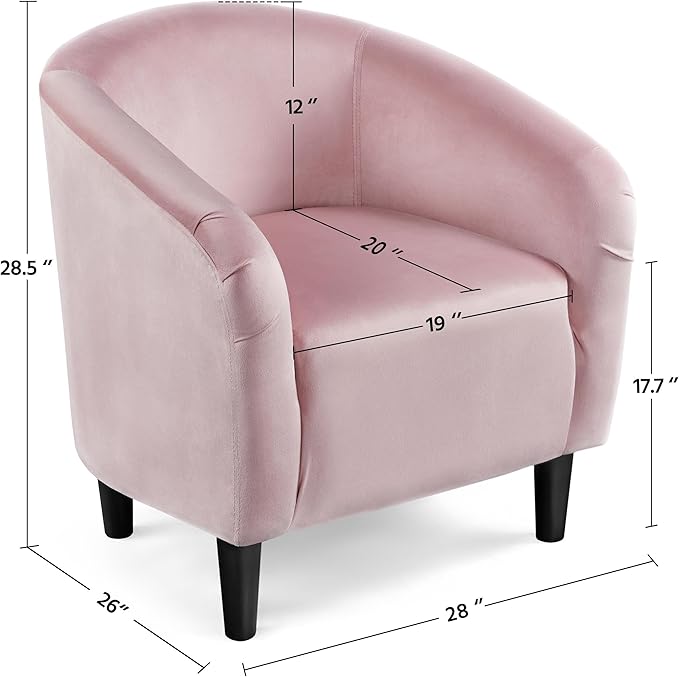 Yaheetech Accent Barrel Chair, Boucle Fabric Club Chair, Furry Sherpa Elegant Armchair with Cozy Soft Padded, Suitable for Living Room Bedroom Reception Room Office, Pink