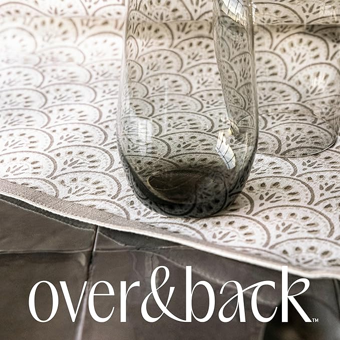 over&back Set of 4 Hand-Blocked Placemats - Colorful Dining Table Mat - Each Placemat is Unique - 100% Cotton - Machine Washable - Kitchen and Home Decor - Taupe Arch