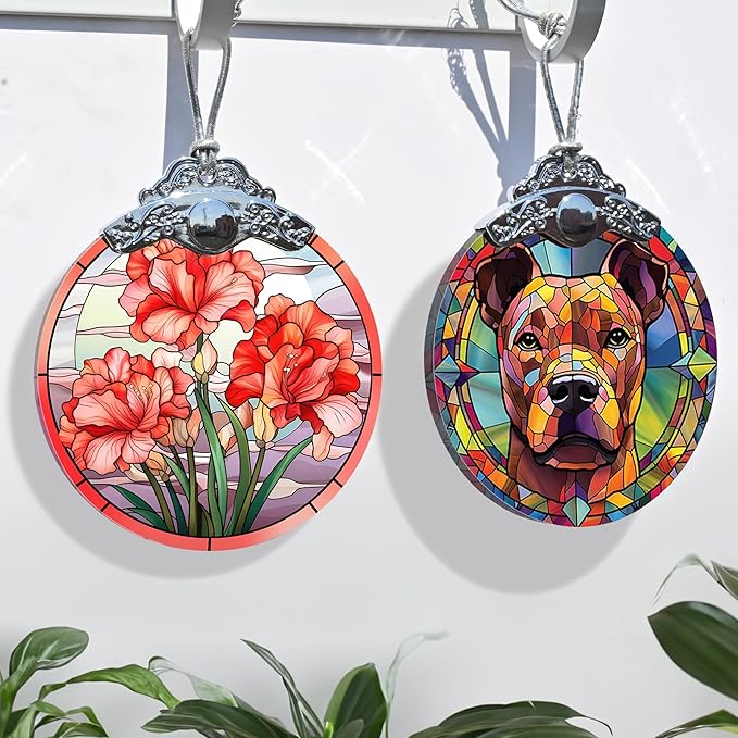 Dog Ornament, American Staffordshire Terrier Hanging Ornament - Glass, Christmas, Thanksgiving, Birthday Decorations and Gifts