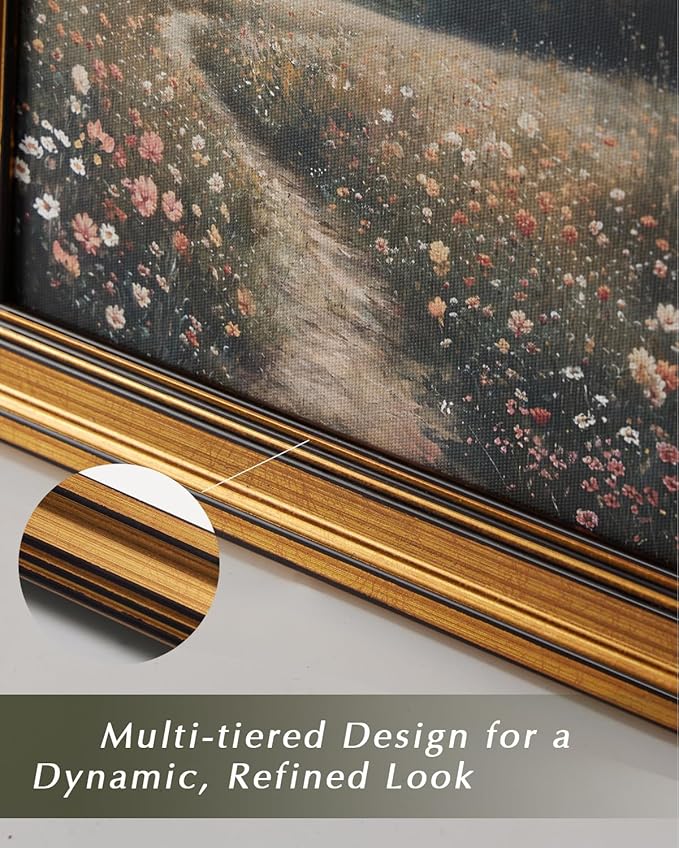 HUARCEY Gold Framed Vintage Wall Art for Living Room, Flowers Painting Canvas Prints Shelf Decor for Kitchen, Aesthetic Bedroom Wall Art, Christmas Gifts for Friends Family (White Hydrangea 12"x16")