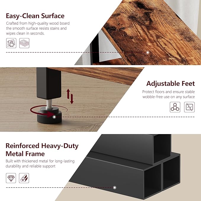 Heybly Small Narrow Side Table for Small Space, Thin Bedside Table, Slim Sofa Table, Skinny End Table, 25.2" Tall Nightstand, Couch Table for Living Room, Bedroom, Study, Rustic Brown, HET005SR1