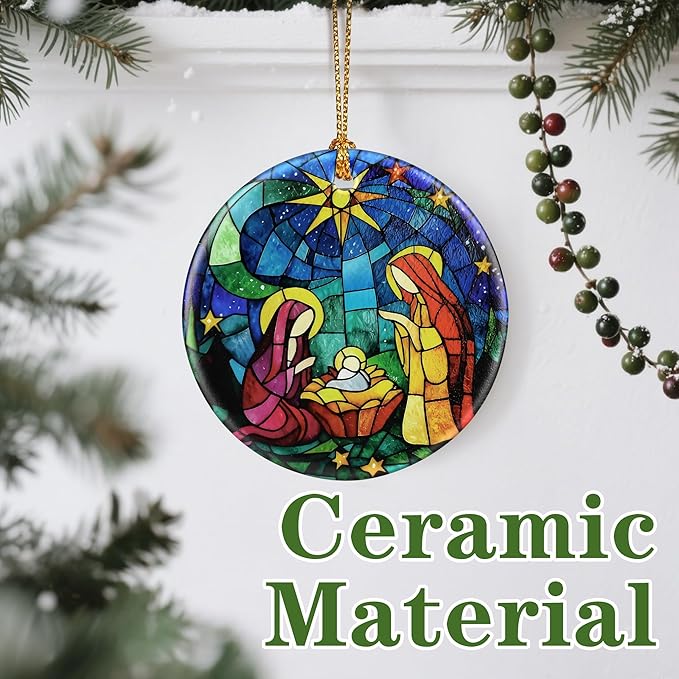 Nativity Scene Ornament: Christmas Ornaments, Religious Christmas Decorations for Tree, Catholic Ornament & Christian Holiday Decor | Religious Gifts, Christian Gifts - Design C