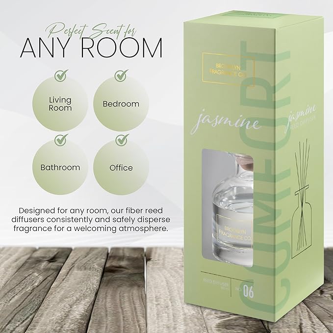 Brooklyn Fragrance Co. Aroma Diffuser - Long Lasting Premium Fragrance - Air Fresheners for Home Jasmine Scents - Fragrance Diffuser for a Large Room - 100ML