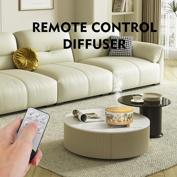 500ML Large Capacity Essential Oil Diffuser, Ultrasonic Aromatherapy Diffuser with 7 Color LED Lights with Remote Control, Cool Mist Humidifier, Timed Mist, Auto Shut-Off (Light Wood Grain)