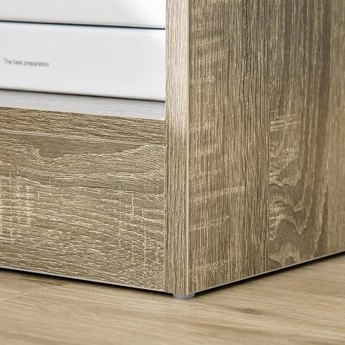 HOMCOM Modern Side Table, Accent Table with Drawer and Storage Shelf, End Table for Living Room, Gray Wood Grain