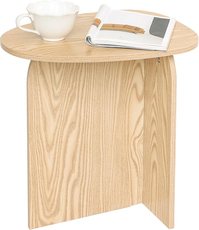 AWASEN Small Side Table, Mini End Table Living Room, Modern Accent Table with Unique Tabletop, Short Bedside Table for Small Spaces, Natural
