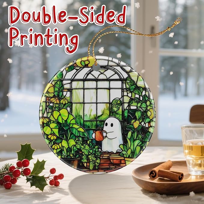 Cute Ghost Christmas Ornaments: Christmas Decorations for Tree & Holiday Decor – Holiday Presents, Gift Ideas for Friends, Coworker, Family, Plant Lover, and Gardener