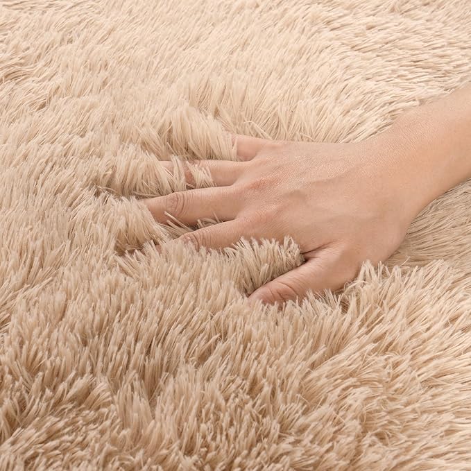8x10 Area Rug for Living Room, Ultra Soft Large Shag Rug for Bedroom, Upgrade Non-Slip Plush Modern Fluffy Carpet for Kids Boys Girls Room Home Decor Aesthetic, Camel