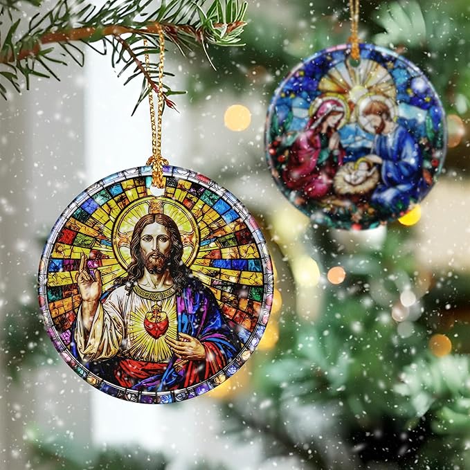 Jesus Christ Ornament: Christmas Ornaments, Religious Christmas Decorations for Tree, Catholic Ornament & Christian Holiday Decor | Religious Gifts, Christian Gifts - Design A