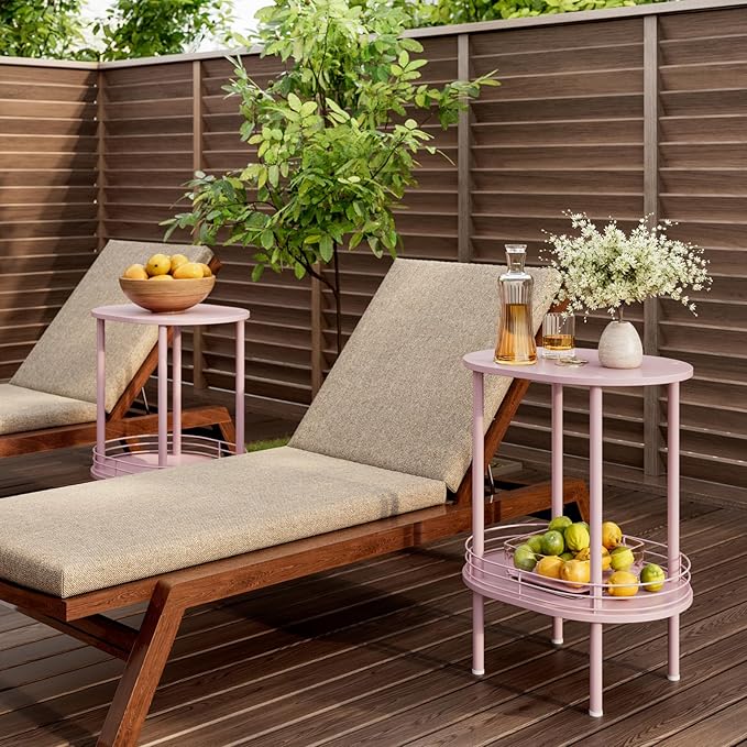 Small Round Side Table,Bedside Table with Storage, Morden Round Nightstand, Samll Side Table for Living Room，Bathroom，Bedroom, Nursery, Laundry, Pink