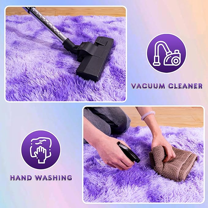 Small Runner Rugs for Bedroom Hallways, 2x4 Runners for Hallways Fluffy Throw Area Rug Non Slip for Bedside Dorm, Shag Rugs for Girls Boys Bedroom, Floor Carpet Runner for Kids Dorm, Tie-Dyed Purple