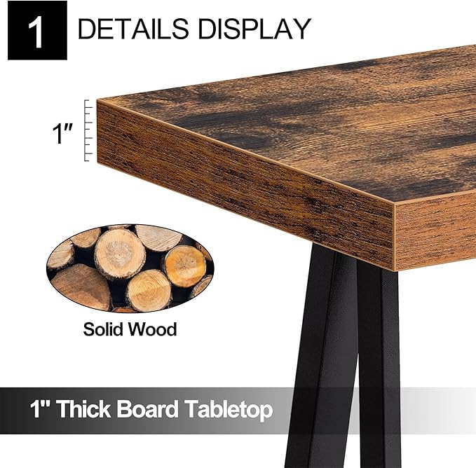 63" Solid Wood Entryway Table Narrow with Shelves, 2-Tier Storage Long Couch Table Behind Sofa Console Tables for Living Room, Entrance, Hallway, Foyer(Rustic Brown,51.2"x9.8"x31.5")