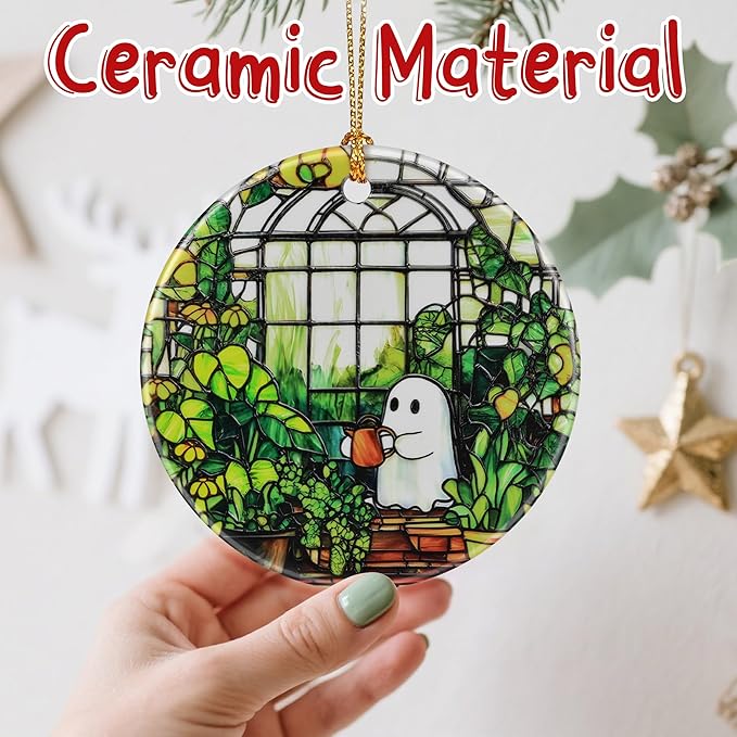 Cute Ghost Christmas Ornaments: Christmas Decorations for Tree & Holiday Decor – Holiday Presents, Gift Ideas for Friends, Coworker, Family, Plant Lover, and Gardener
