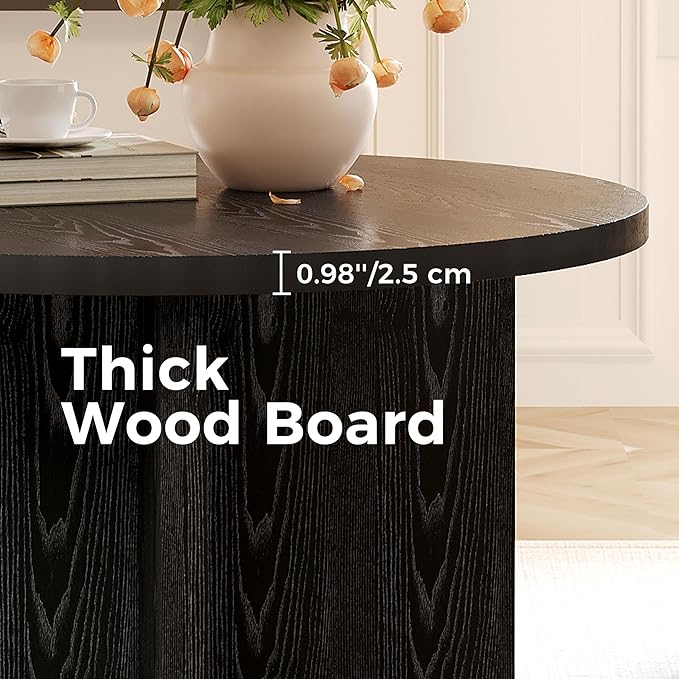 Luoxiao Small Round Coffee Table for Living Room Minimalist Center Table for Small Space Modern End Table with Adjustable Feet Pads Black