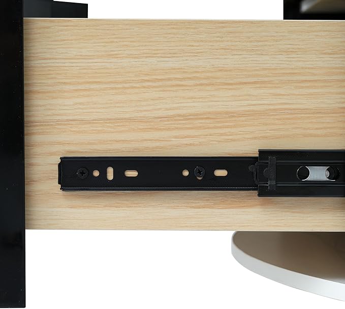 31.5" Round Coffee Table with Storage, Modern Round Coffee Table with 2 Drawers Storage Accent Table Round Black End Table for Living Room,Black