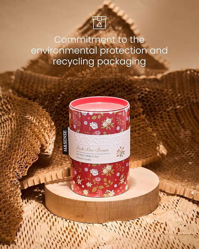 M&SENSE Fresh Rose Berries Scented Candle, Medium Jar Candle 11.3oz Natural Soy Wax for Home Scented, Floral Candles Gift for Spring Holiday, Up to 70 Hours Burning Long-Lasting Fragrance